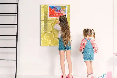 Magnetic dry erase board lemon slices design