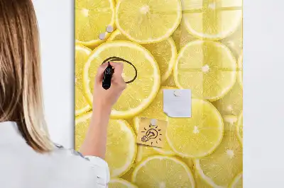 Magnetic dry erase board lemon slices design