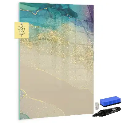 Magnetic writing board with a colorful marble design
