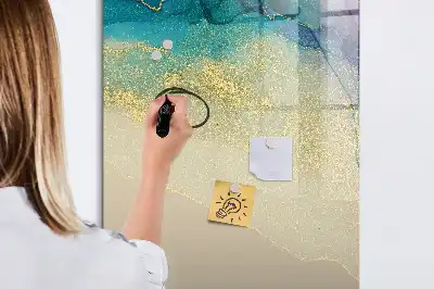 Magnetic writing board with a colorful marble design