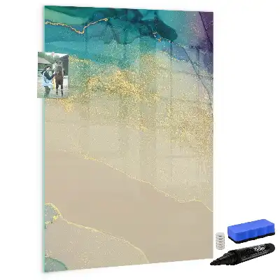 Magnetic writing board with a colorful marble design