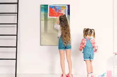 Magnetic writing board with a colorful marble design
