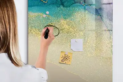 Magnetic writing board with a colorful marble design