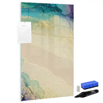 Magnetic writing board with a colorful marble design