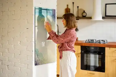 Magnetic writing board with a colorful marble design