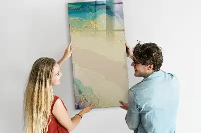 Magnetic writing board with a colorful marble design