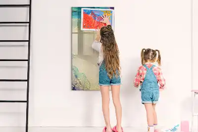 Magnetic writing board with a colorful marble design