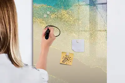 Magnetic writing board with a colorful marble design