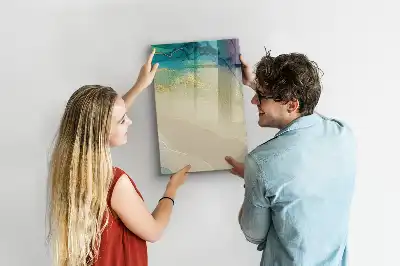 Magnetic writing board with a colorful marble design