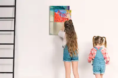 Magnetic writing board with a colorful marble design