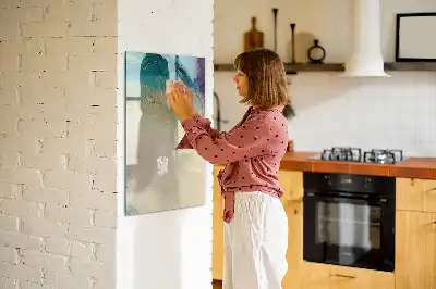 Magnetic writing board with a colorful marble design