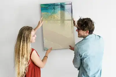 Magnetic writing board with a colorful marble design