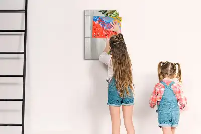 Magnetic erase board with vegetables on wood print