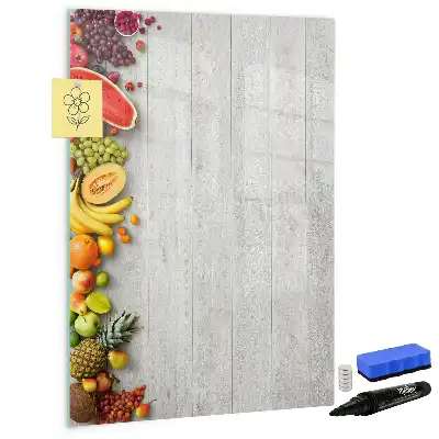 Magnetic writing board vegetables on wood design