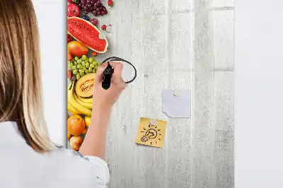 Magnetic writing board vegetables on wood design