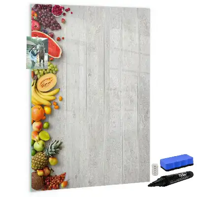 Magnetic writing board vegetables on wood design