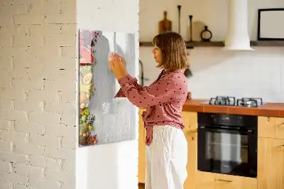 Magnetic writing board vegetables on wood design