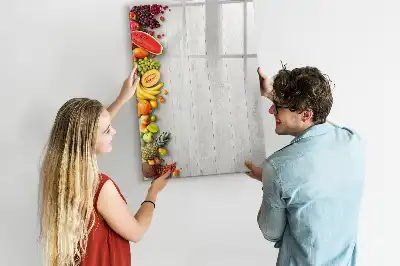 Magnetic writing board vegetables on wood design