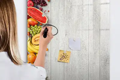 Magnetic writing board vegetables on wood design