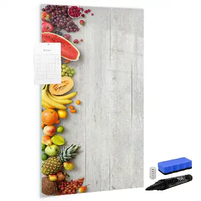 Magnetic writing board vegetables on wood design