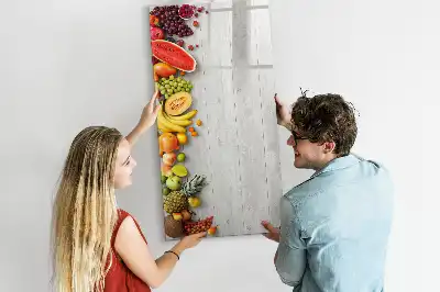 Magnetic writing board vegetables on wood design