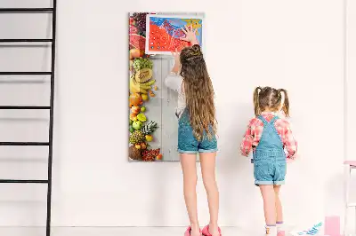 Magnetic writing board vegetables on wood design