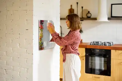 Magnetic writing board vegetables on wood design
