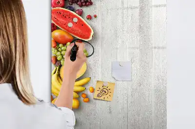 Magnetic writing board vegetables on wood design