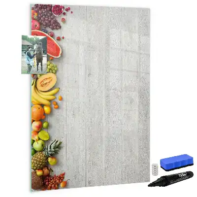 Magnetic writing board vegetables on wood design