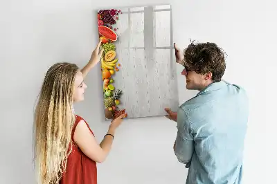 Magnetic writing board vegetables on wood design