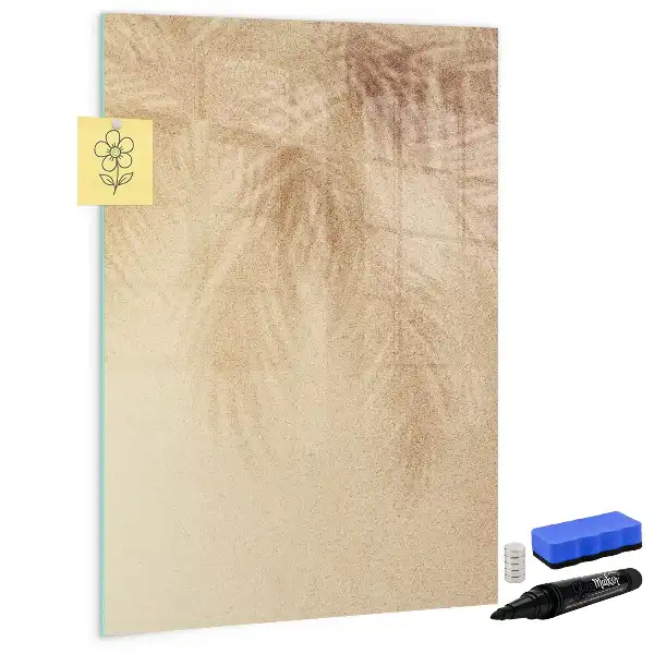 Magnetic writing board with palm leaves shadow design