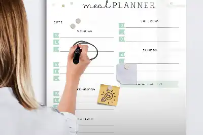 Magnetic meal planner dry erase board