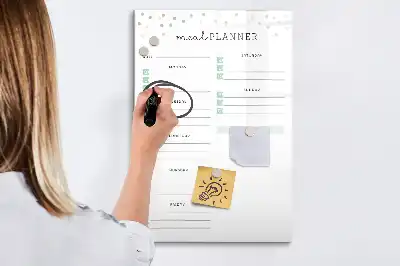 Magnetic meal planner dry erase board