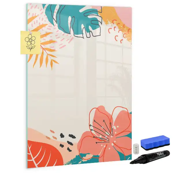 Magnetic dry erase board with summer flower design