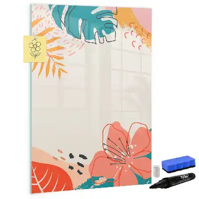 Magnetic dry erase board with summer flower design