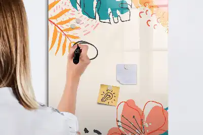 Magnetic dry erase board with summer flower design