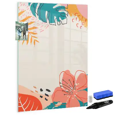 Magnetic dry erase board with summer flower design