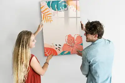 Magnetic dry erase board with summer flower design