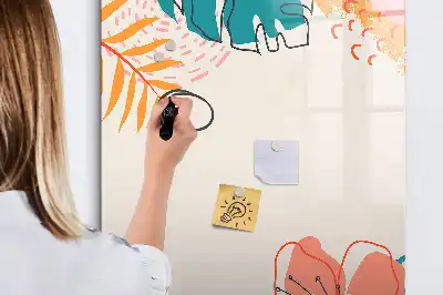 Magnetic dry erase board with summer flower design
