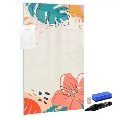 Magnetic dry erase board with summer flower design