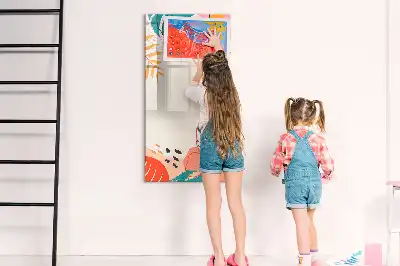 Magnetic dry erase board with summer flower design