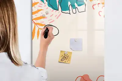 Magnetic dry erase board with summer flower design