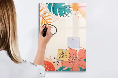 Magnetic dry erase board with summer flower design