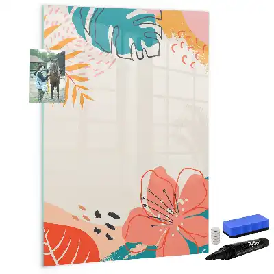 Magnetic dry erase board with summer flower design