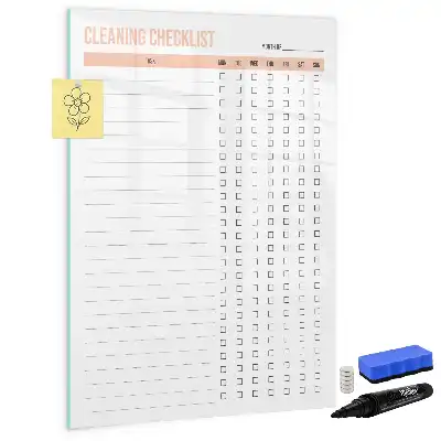 Magnetic writing board with cleaning list design