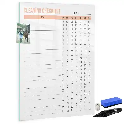 Magnetic writing board with cleaning list design