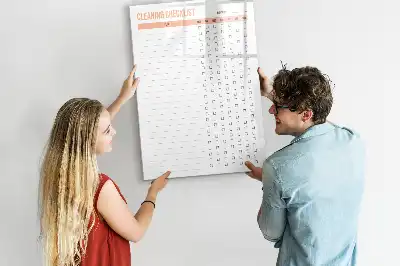 Magnetic writing board with cleaning list design