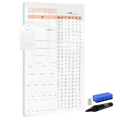 Magnetic writing board with cleaning list design