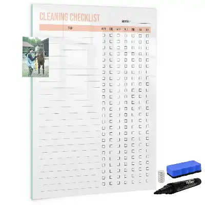 Magnetic writing board with cleaning list design
