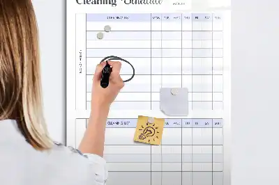 Magnetic writing board with cleaning schedule design